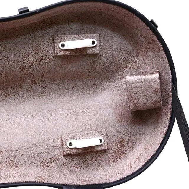 Alt view image 7 of 7 - Dazzling Hard Shell Violin Case 4/4 Full Size Strong Light Flight Carbon Fiber Violin Box with Straps Travel Violin Case (Pink)
