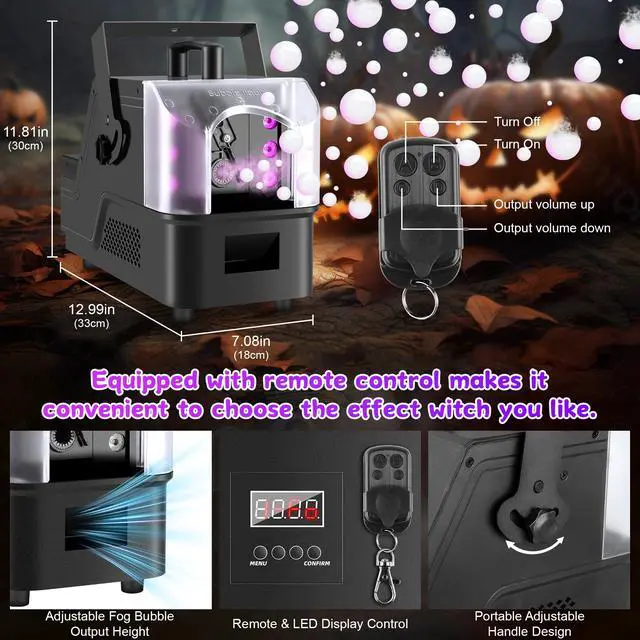 Alt view image 5 of 7 - Fog Bubble Machine,900W 3IN1 Smoke Bubble Machine Maker with 6 Dynamic RGB LED Lighting Effect Remote&LED Display Control for Halloween Indoor&Outdoor Parties Birthday Wedding Show Stage