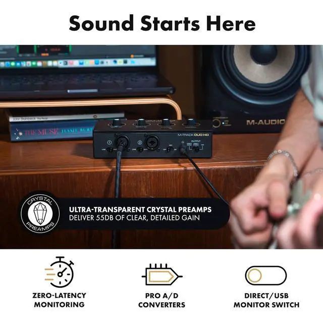 Alt view image 6 of 7 - Oxygen Pro Mini MIDI Controller Bundle with M-Track Duo HD Audio Interface for Studio Recording, Music Production, Podcasting, Streaming