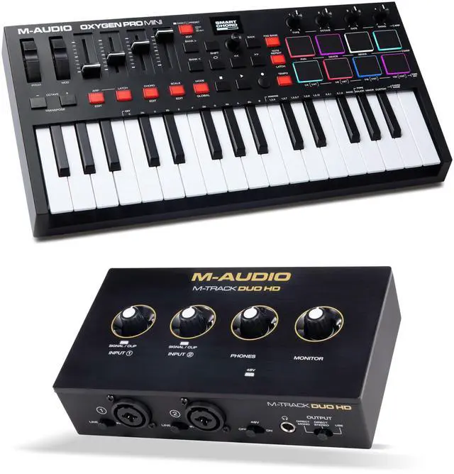 Main image of Oxygen Pro Mini MIDI Controller Bundle with M-Track Duo HD Audio Interface for Studio Recording, Music Production, Podcasting, Streaming