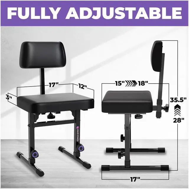 Alt view image 3 of 6 - Piano Keyboard Stand and Bench Adjustable Stool Set - Portable Heavy Duty Digital Piano Stand for 54-88 Key Electric Pianos & Piano Chair, Stool - Sturdy Keyboard Music Stand and Seat