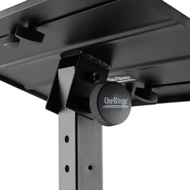 Alt view image 3 of 7 - On-Stage KS6150 Compact MIDI/Synthesizer Utility Stand (for Small Keyboards,Mini Synths,Effects Processors,Samplers,Tablets,DJ Mixers & More, Ergonomic, Capacity 35LBs, Adjustable, Black)