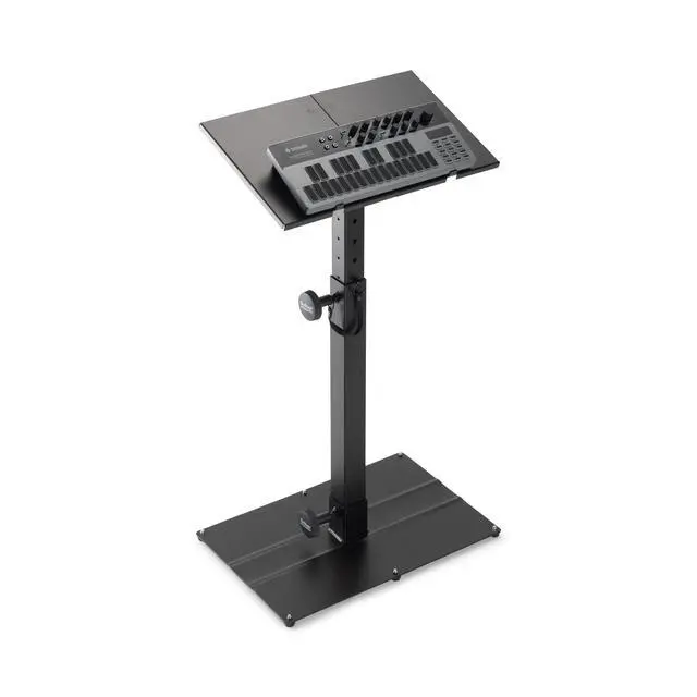 Alt view image 7 of 7 - On-Stage KS6150 Compact MIDI/Synthesizer Utility Stand (for Small Keyboards,Mini Synths,Effects Processors,Samplers,Tablets,DJ Mixers & More, Ergonomic, Capacity 35LBs, Adjustable, Black)