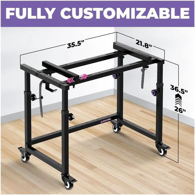 Alt view image 2 of 6 - Piano Keyboard Stand - Electric Piano Stand for 49 54 61 88 Key - Piano Desk Music Stand Production - Piano Table Synth Stand Rolling Home Recording Studio Workstation DJ Keyboard Table
