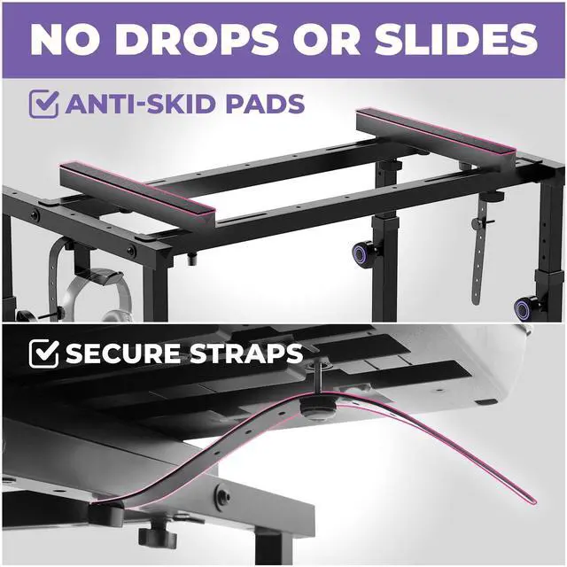Alt view image 5 of 6 - Piano Keyboard Stand - Electric Piano Stand for 49 54 61 88 Key - Piano Desk Music Stand Production - Piano Table Synth Stand Rolling Home Recording Studio Workstation DJ Keyboard Table