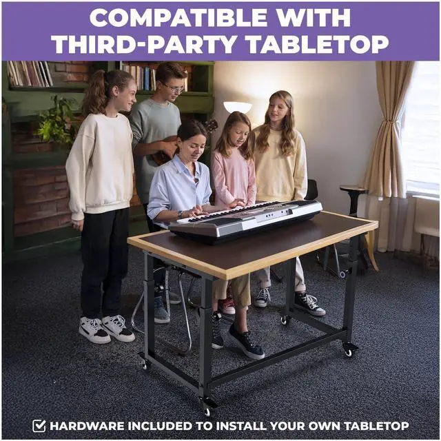 Alt view image 6 of 6 - Piano Keyboard Stand - Electric Piano Stand for 49 54 61 88 Key - Piano Desk Music Stand Production - Piano Table Synth Stand Rolling Home Recording Studio Workstation DJ Keyboard Table