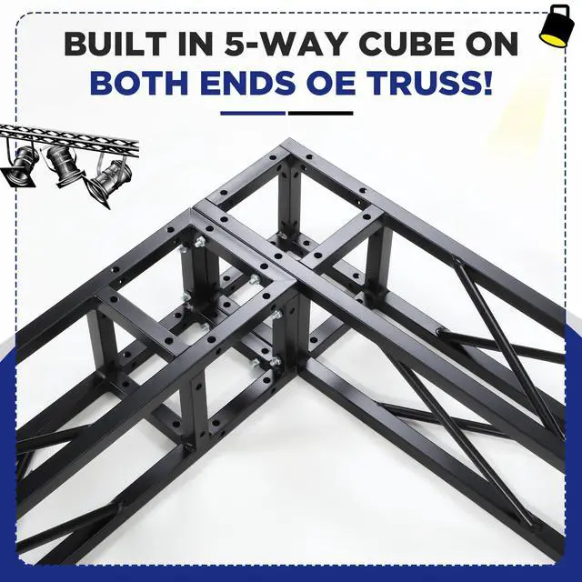 Alt view image 5 of 7 - Square 8" x 8" Box Truss Black Trussing Aluminum Lighting Stage Truss with Hardware, 500 Pounds Load Capacity(1.5m Long)