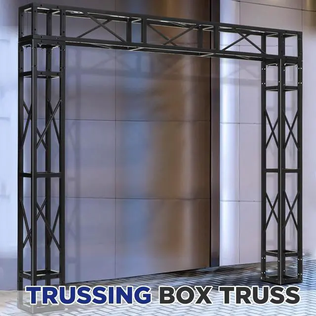 Alt view image 3 of 7 - Square 8" x 8" Box Truss Black Trussing Aluminum Lighting Stage Truss with Hardware, 500 Pounds Load Capacity(1.5m Long)