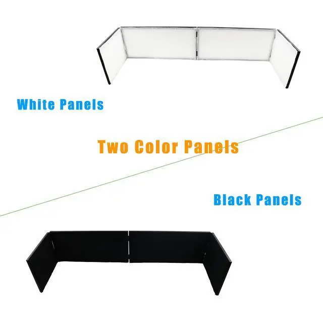 Alt view image 2 of 7 - DJ Booth DJ Facade Portable DJ Event Booth Foldable Cover Screen Metal Frame Booth Front Board Video Light Projector Display Scrim Panel w/Travel Bag Black White Scrims