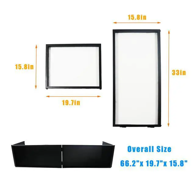Alt view image 3 of 7 - DJ Booth DJ Facade Portable DJ Event Booth Foldable Cover Screen Metal Frame Booth Front Board Video Light Projector Display Scrim Panel w/Travel Bag Black White Scrims