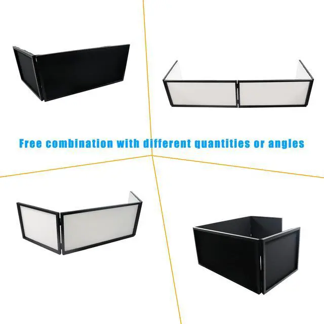 Alt view image 6 of 7 - DJ Booth DJ Facade Portable DJ Event Booth Foldable Cover Screen Metal Frame Booth Front Board Video Light Projector Display Scrim Panel w/Travel Bag Black White Scrims
