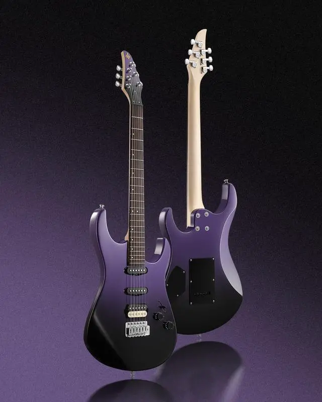 Alt view image 5 of 7 - DMT-66 Solid Body Electric Guitar Kit for Beginners, Full Size 39" Electric Guitar with HSS Pickups, Poplar Body, Maple Neck, Starter Guitar with Gig Bag & Adjustment Wrench, Purplish Black
