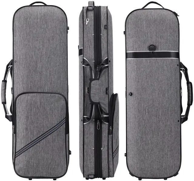 Main image of Violin Case 4/4 Full Size Sturdy Oblong Violin Hard Case with Built-in Hygrometer, Super Lightweight Portable Hard-Shell with Carrying Straps Travel Carrying Bag for Beginners, Grey