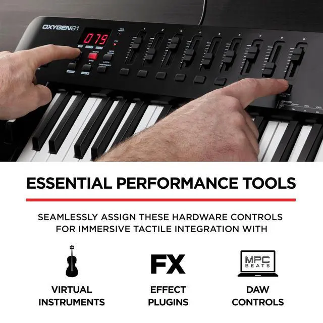 Alt view image 3 of 7 - Oxygen 61 (MKV) Key USB MIDI Keyboard Controller with Beat Pads, Smart Chord, Scale Modes, Arpeggiator and Native Instruments Sound Package (NKS Integration)