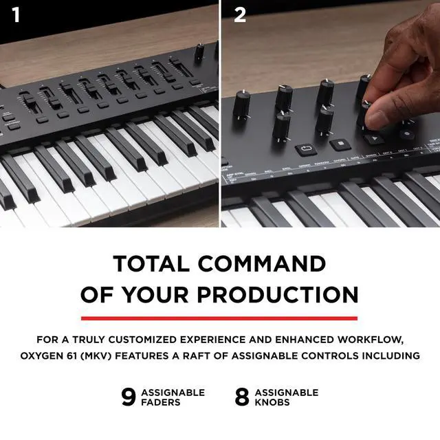 Alt view image 5 of 7 - Oxygen 61 (MKV) Key USB MIDI Keyboard Controller with Beat Pads, Smart Chord, Scale Modes, Arpeggiator and Native Instruments Sound Package (NKS Integration)