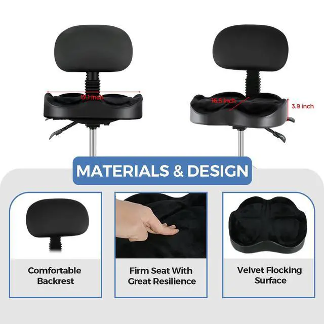 Alt view image 3 of 7 - Drum Throne Hydraulic Drum Thrones with Backrest Height Adjustable Airlift Drummer Stool 4 Leg Heavy Duty Drums Seat with Thick Padded Drums Stool for Drummers,Guitar Players (Black)