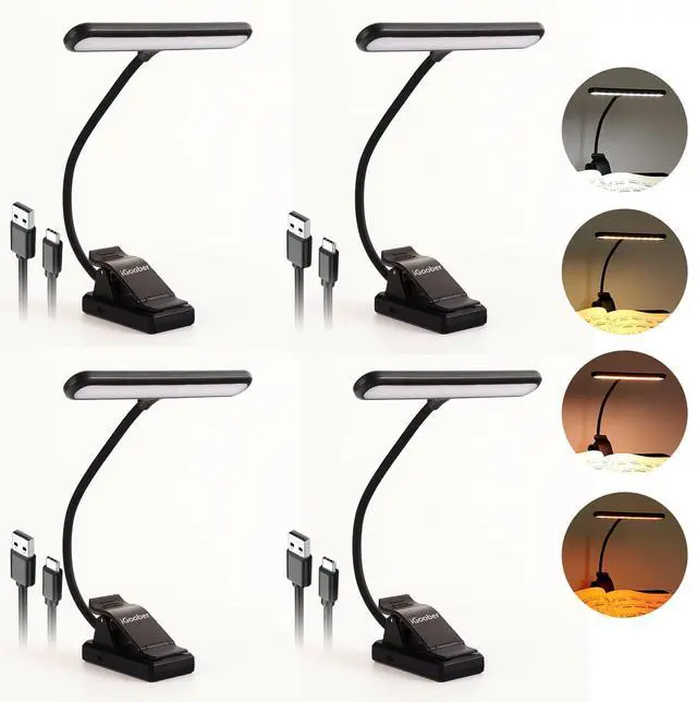 Main image of 4 Pack 28 LED Music Stand Lights, Eye Caring Clip-on Piano Light, Blue Light Blocking, USB-C Rechargeable, 4 Color x 3 Brightness, Ideal for Musician, Piano, Sheet Music, Orchestra, Guitar