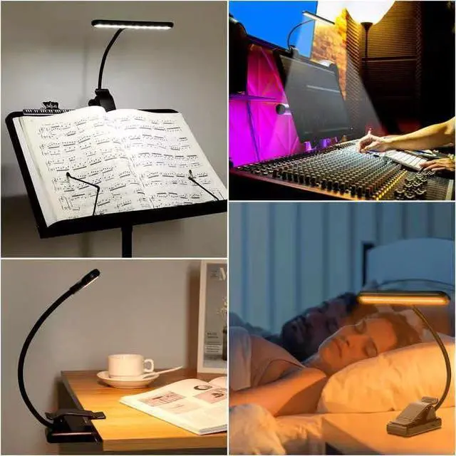 Alt view image 2 of 7 - 4 Pack 28 LED Music Stand Lights, Eye Caring Clip-on Piano Light, Blue Light Blocking, USB-C Rechargeable, 4 Color x 3 Brightness, Ideal for Musician, Piano, Sheet Music, Orchestra, Guitar