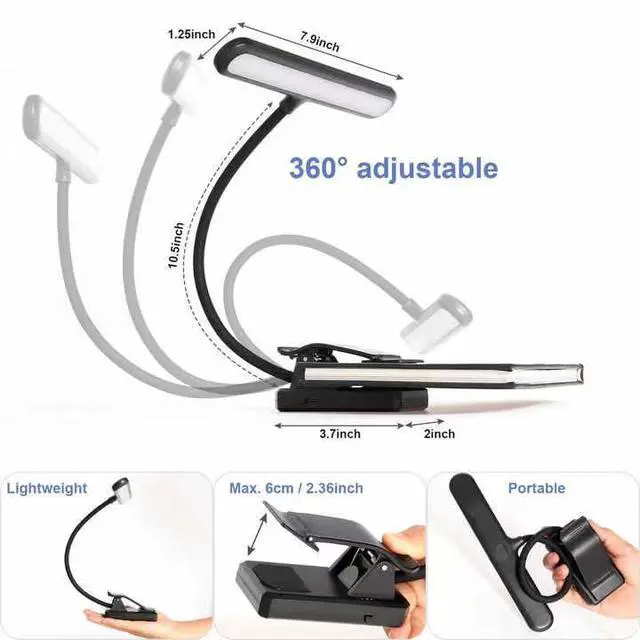 Alt view image 5 of 7 - 4 Pack 28 LED Music Stand Lights, Eye Caring Clip-on Piano Light, Blue Light Blocking, USB-C Rechargeable, 4 Color x 3 Brightness, Ideal for Musician, Piano, Sheet Music, Orchestra, Guitar