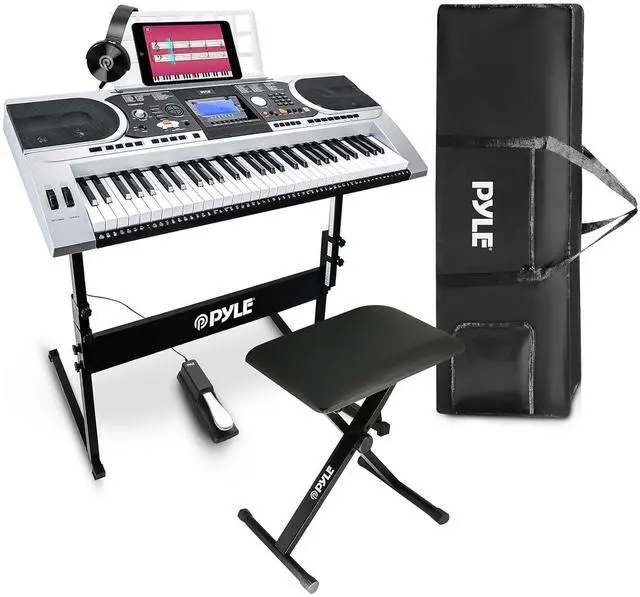 Main image of Piano Keyboard, Electric Musical Instrument, Full Size Portable Music Keyboard, Piano Keyboard 61 Keys, with Sustain Pedal, Headset, Weatherproof Bag and Keyboard Stand