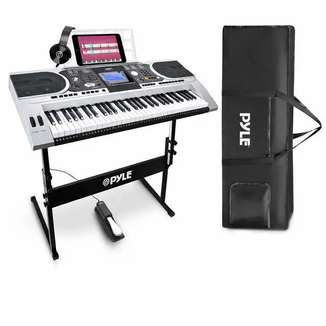 Alt view image 4 of 7 - Piano Keyboard, Electric Musical Instrument, Full Size Portable Music Keyboard, Piano Keyboard 61 Keys, with Sustain Pedal, Headset, Weatherproof Bag and Keyboard Stand