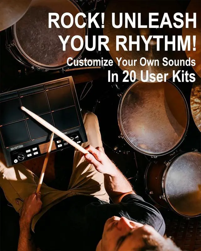 Alt view image 4 of 6 - PD705 Percussion Sample Multipad, Electric Drum Pad for Drummers | With 9 Velocity Sensitive Pads, 592 Sounds, Built-in Effecter, Looper, Support USB/MIDI In Out/AUX, 8 External Trigger Inputs