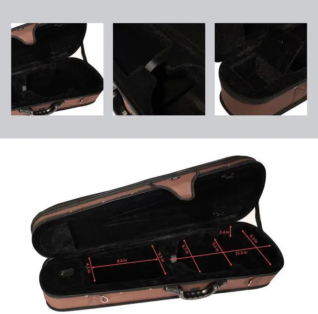 Alt view image 6 of 7 - 4/4 Full Size Violin Hard Case Basic Professional Triangular Shape Backpack, Super Light Suspension (Brown)