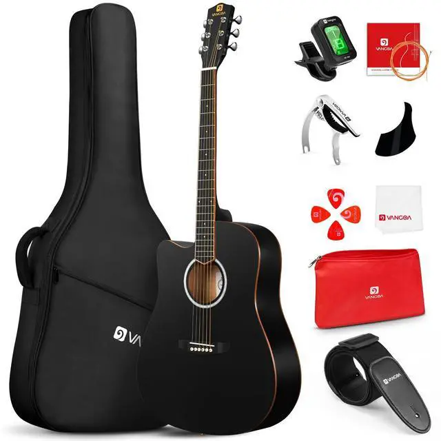 Main image of Left Handed Guitar, Full Size Cutaway Left Handed Acoustic Guitar Kit for Adult Beginner 41 Inch Lefty Acustica Guitarra Set, Black