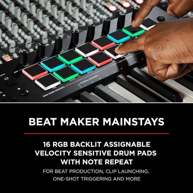 Alt view image 4 of 7 - Oxygen Pro 49 and HDH40 49 Key USB MIDI Keyboard Controller With Beat Pads, and Over Ear Headphones with 9 ft Cable