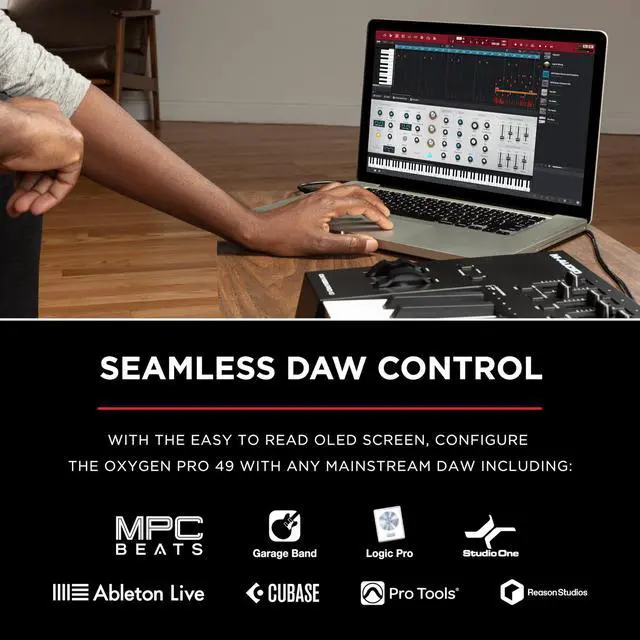 Alt view image 5 of 7 - Oxygen Pro 49 and HDH40 49 Key USB MIDI Keyboard Controller With Beat Pads, and Over Ear Headphones with 9 ft Cable
