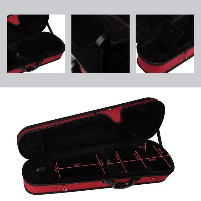 Alt view image 7 of 7 - 4/4 Full Size Violin Hard Case Basic Professional Triangular Shape Backpack, Super Light Suspension (Wine Red)