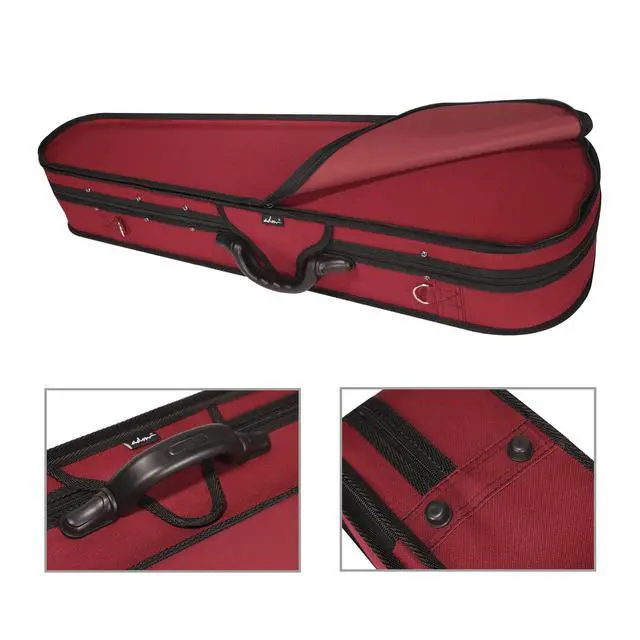 Alt view image 6 of 7 - 4/4 Full Size Violin Hard Case Basic Professional Triangular Shape Backpack, Super Light Suspension (Wine Red)