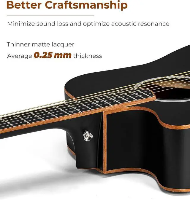 Alt view image 5 of 7 - Left Handed Guitar, Full Size Cutaway Left Handed Acoustic Guitar Kit for Adult Beginner 41 Inch Lefty Acustica Guitarra Set, Black