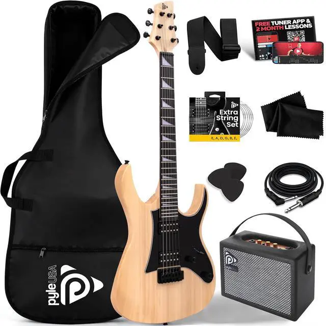 Main image of Prog Rock EG Series Electric Guitar with Amp Kit, 39" Full Size with Dual Humbucker Pickups, Low Profile Neck and Solid Paulownia Body, Premium Accessory Kit Included (Prog Rock, Natural)