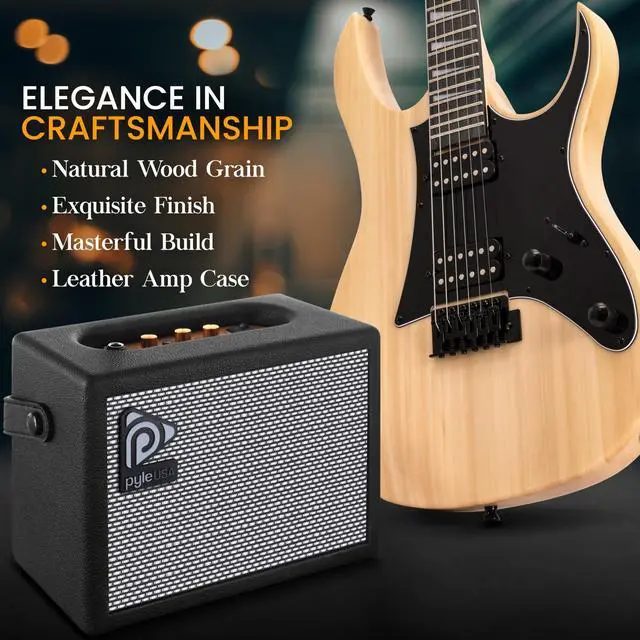 Alt view image 4 of 7 - Prog Rock EG Series Electric Guitar with Amp Kit, 39" Full Size with Dual Humbucker Pickups, Low Profile Neck and Solid Paulownia Body, Premium Accessory Kit Included (Prog Rock, Natural)