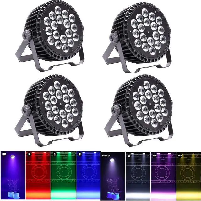 Main image of 4PCS LED Stage Lights XPCLEDOYZ RGBWA+UV 6-in-1 Par Lights, 18X18W High Power Par Can Lighting with DMX Control Sound Activated Uplights for Events Halloween DJ Wedding Stage Party (6IN1, 4)