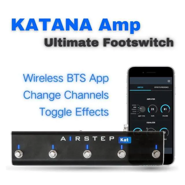 Alt view image 2 of 7 - Airstep Kat Edition KATANA MkII & I Footswitch with 5 Footswitches, 2 Control Modes(Change Presets, Toggle Effects), 300H Playtime, Modify Amp sound with BTS App for iOS and Android, Wirelessly