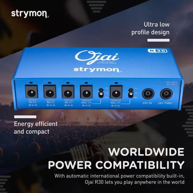 Alt view image 6 of 7 - Ojai R30 5-Output High Current Low-Profile Guitar Pedal Power Supply | 5 Fully Isolated Outputs, 3×9v/500ma, 2×selectable 9/12/18v. Includes 5 Cables, Ps-124 Adapter, 24V Thru