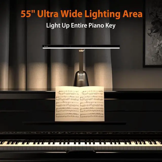 Alt view image 2 of 7 - 55'' Ultra Wide Illumination LED Professional Eye Caring Piano Lamp | Piano Light with Auto-Dimming, Stepless Dimming, 2H Timer, Memory Function, Steady Base, Piano Lamp for Upright Grand Piano