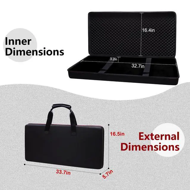 Alt view image 2 of 7 - LTGEM DJ Controller Bag Case Compatible with Pioneer DJ DDJ-1000, DDJ-FLX10, DJ DDJ-REV7, DDJ-REV5, DDJ-FLX6-GT, DDJ-1000SRT, AlphaTheta DDJ-GRV6, RANE FOUR DJ Controller (Outside: 33.7"x16.5"x5.7")