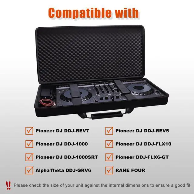 Alt view image 3 of 7 - LTGEM DJ Controller Bag Case Compatible with Pioneer DJ DDJ-1000, DDJ-FLX10, DJ DDJ-REV7, DDJ-REV5, DDJ-FLX6-GT, DDJ-1000SRT, AlphaTheta DDJ-GRV6, RANE FOUR DJ Controller (Outside: 33.7"x16.5"x5.7")