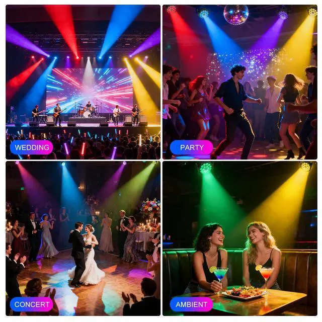 Alt view image 5 of 7 - 4PCS 180 W Stage Par Lights, RGBW 4-in-1 LED Par Can Light with DMX512 Sound Controlled Uplights, Stage Lights for Parties Wedding Festival Events Church