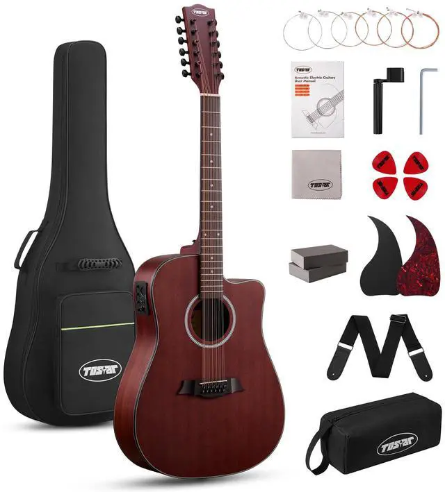 Main image of 12 String Acoustic Electric Guitar for All Players, Natural | 42" Full Size, Rich 12-String Tone, Spruce Top & Mahogany Body, Built-In EQ/Tuner, Matte Finish for Stage & Home Playing