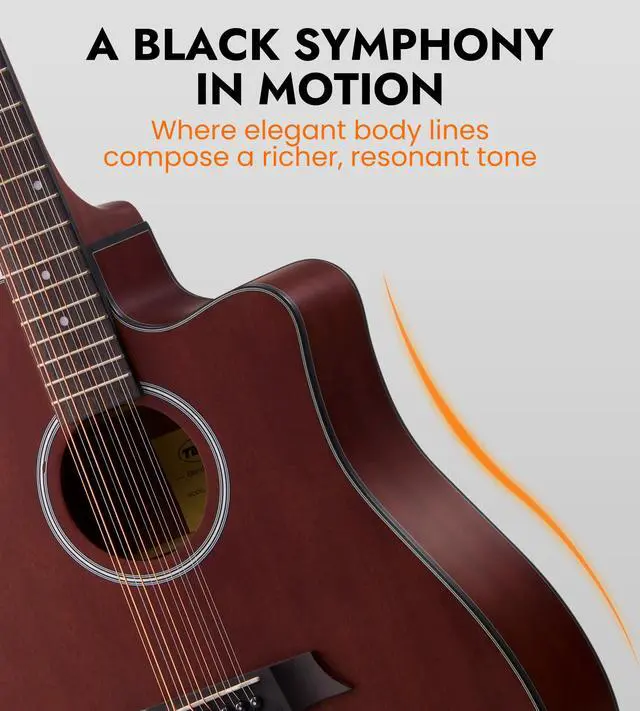 Alt view image 3 of 7 - 12 String Acoustic Electric Guitar for All Players, Natural | 42" Full Size, Rich 12-String Tone, Spruce Top & Mahogany Body, Built-In EQ/Tuner, Matte Finish for Stage & Home Playing