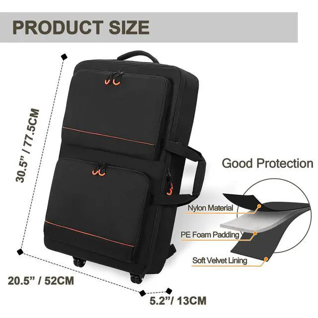 Alt view image 5 of 7 - DJ Controller Bag Backpack with Wheel Compatible with Pioneer Mixer | Padded Wheeled DJ Carrying Case Bag with Accessory Pocket Fits for Pioneer XDJ RX2/XDJ RX3/XDJ-RX/DDJ FLX10/DDJ REV7/DDJ 1000