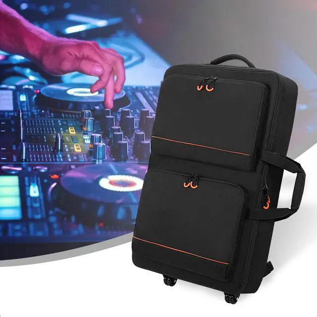Alt view image 7 of 7 - DJ Controller Bag Backpack with Wheel Compatible with Pioneer Mixer | Padded Wheeled DJ Carrying Case Bag with Accessory Pocket Fits for Pioneer XDJ RX2/XDJ RX3/XDJ-RX/DDJ FLX10/DDJ REV7/DDJ 1000