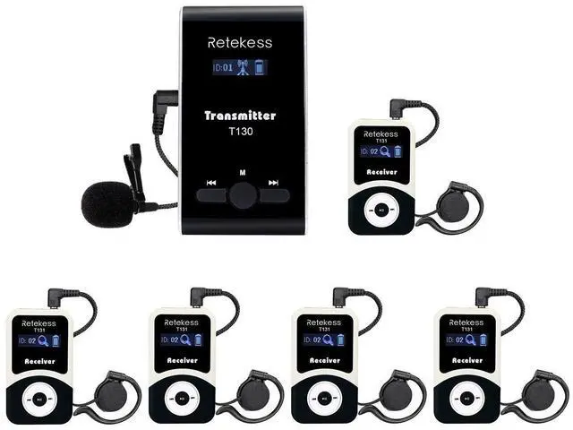 Main image of T130 Church Translation Device, Tour Guide System (1TX 5RX) | for Church, Factory, School, Simple Basic, Connectable to Wireless Receiver, Clear Sound Quality