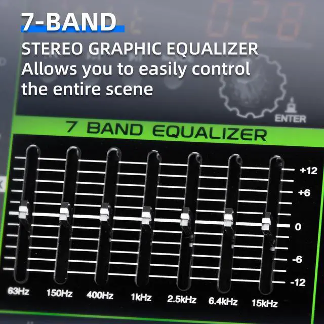 Alt view image 7 of 7 - PA6 professional DJ audio mixer 6 channel input built-in 256 kinds of DPS effects support 48V phantom power USB Bluetooth MP3 computer recording