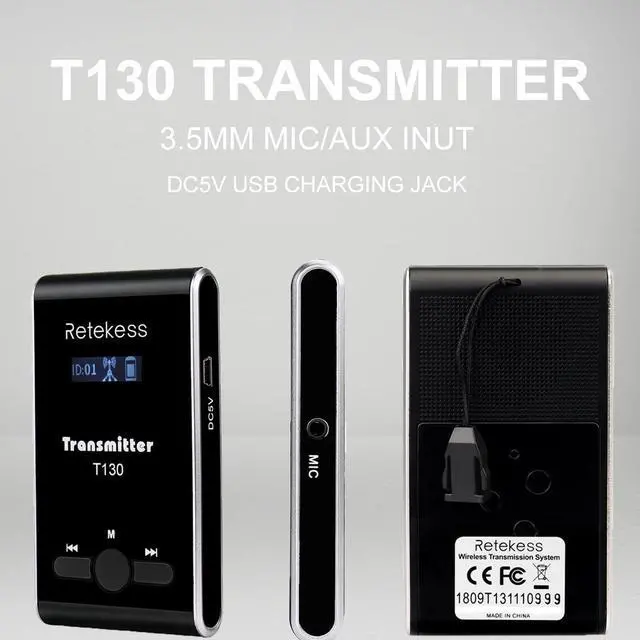 Alt view image 4 of 7 - T130 Church Translation Device, Tour Guide System (1TX 5RX) | for Church, Factory, School, Simple Basic, Connectable to Wireless Receiver, Clear Sound Quality