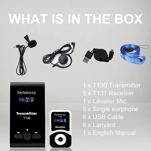 Alt view image 6 of 7 - T130 Church Translation Device, Tour Guide System (1TX 5RX) | for Church, Factory, School, Simple Basic, Connectable to Wireless Receiver, Clear Sound Quality